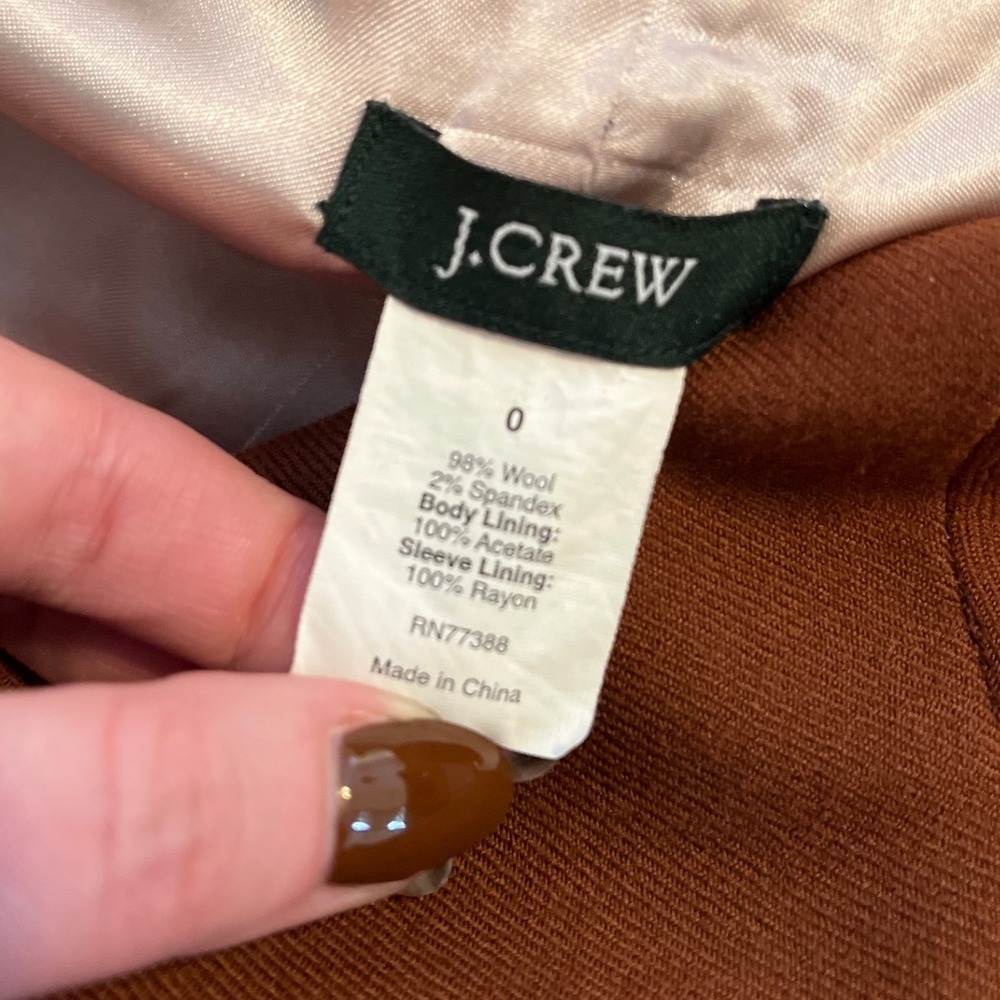 J.Crew Wool Blazer Brown Gold Button Career Business Academia Preppy Old Money - Picture 5 of 9